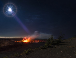 "Lunar Limelight"  Full moon illuminates the Halemauamau crater on Hawaii's Big Island.