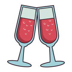 champagne cups isolated icon vector illustration design