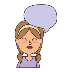 cute little girl with speech bubble character vector illustration design