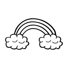 cute rainbown with clouds sticker vector illustration design