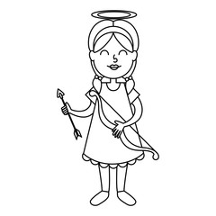 little girl angel with arch vector illustration design