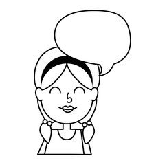cute little girl with speech bubble character vector illustration design