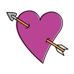 heart love sticker art with arrow vector illustration design