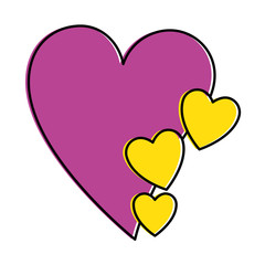 hearts love sticker art vector illustration design