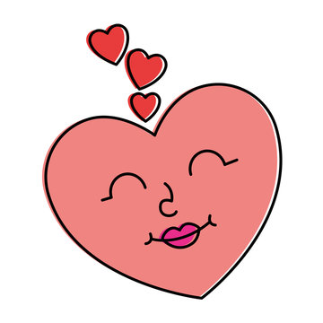 heart love kawaii character vector illustration design