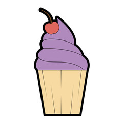 delicious cupcake sticker icon vector illustration design