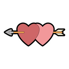 heart love sticker art with arrow vector illustration design