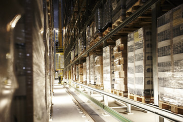 Boxes and stock goods in a engieering warehouse