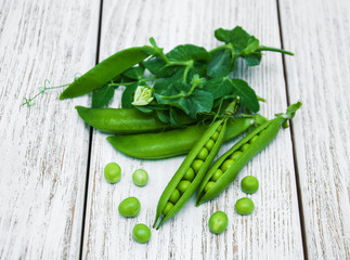 green peas on a table