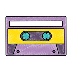 retro cassette sticker icon vector illustration design