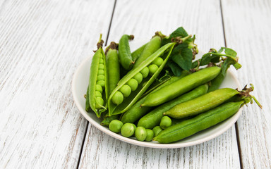 green peas on a table