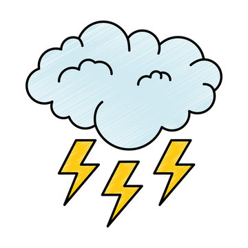 weather cloud rainy with rays vector illustration design