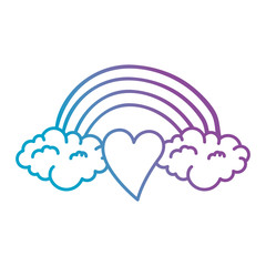 heart love sticker art with rainbown vector illustration design