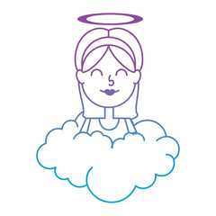little girl angel with halo over cloud vector illustration design