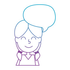 cute little girl with speech bubble character vector illustration design