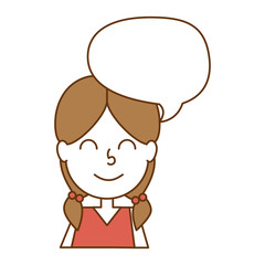 cute little girl with speech bubble character vector illustration design