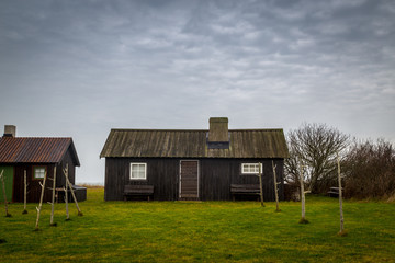 Brown fishing cabin