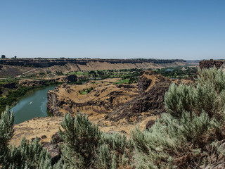 Landscape of the Snake river canyon near Shoshone Falls
