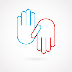 Obraz premium Hand gesture outline. Flat design, vector illustration