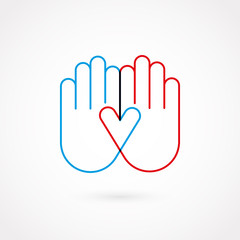 Obraz premium Hand gesture outline. Flat design, vector illustration