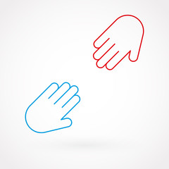 Hand gesture outline. Flat design, vector illustration