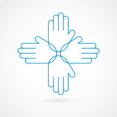 Obraz premium Hand gesture outline. Flat design, vector illustration