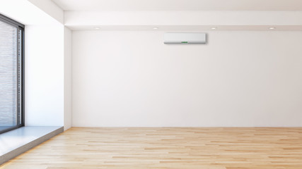 Modern interior with air conditioning 3D rendering illustration