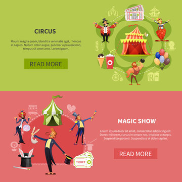 Circus Cartoon Banner Set