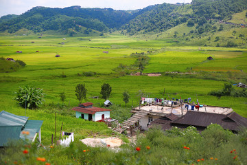 Scenic place located on a plateau, Jowai Valley, Meghalaya, India.