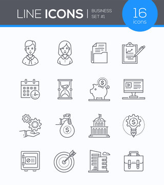 Business - set of line design style icons
