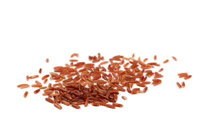 Wild red rice pile isolated on white background