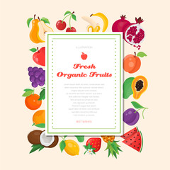 Fresh organic fruit - modern colorful vector illustration