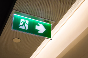 Fire exit ,green emergency exit sign