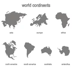 Foto op Canvas Set of monochrome icons with world continents for your design © drutska