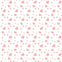 Vector pattern ornament with pink heart on white background