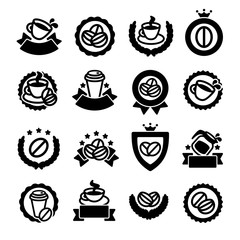 Coffee labels and icons set. Vector