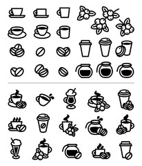 Coffee labels and icons set. Vector