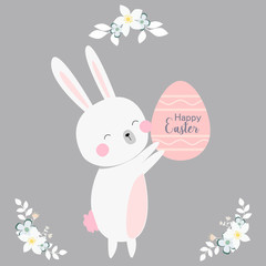 vector cartoon style easter bunny greeting card