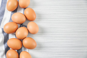 Chicken eggs on light table