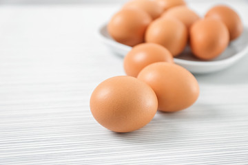Chicken eggs on light table