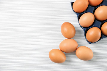 Chicken eggs on light table