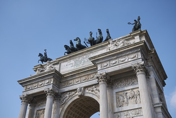 Milan, italy - February 10, 2018 : View of Arco della Pace in Milan