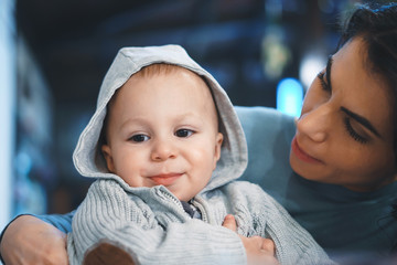 Mother Looking at Happy Son