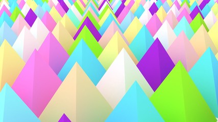 Holographic pyramids background. 3d illustration. Multicolor wallpaper. Smooth pastel texture. Spikes abstract. Sharp objects. 3d rendering backdrop.