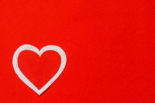 Big red and white heart paper on red paper background. valentines day concept.