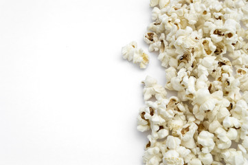 group of popcorn on white background