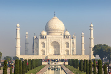 four minarets frame of the Taj Mahal, Agra, Uttar Pradesh, India