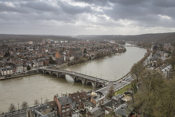 Obraz premium Cityscape of Namur view from the Historic Citadel of Namur, Wallonia region, Belgium