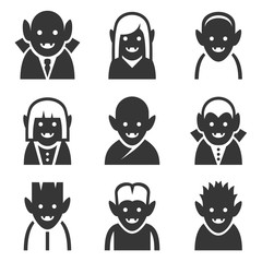Vampire Icons Set on White Background. Vector