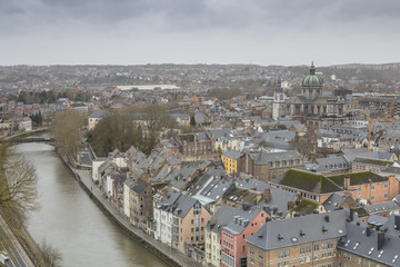 Fototapeta premium Cityscape of Namur view from the Historic Citadel of Namur, Wallonia region, Belgium
